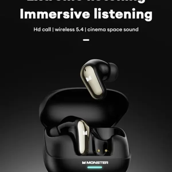 Monster MQT50 Wireless Bluetooth 5.4 Earphones 24H Long Battery Life Headphones Low Game Latency Immersive Listening Headset